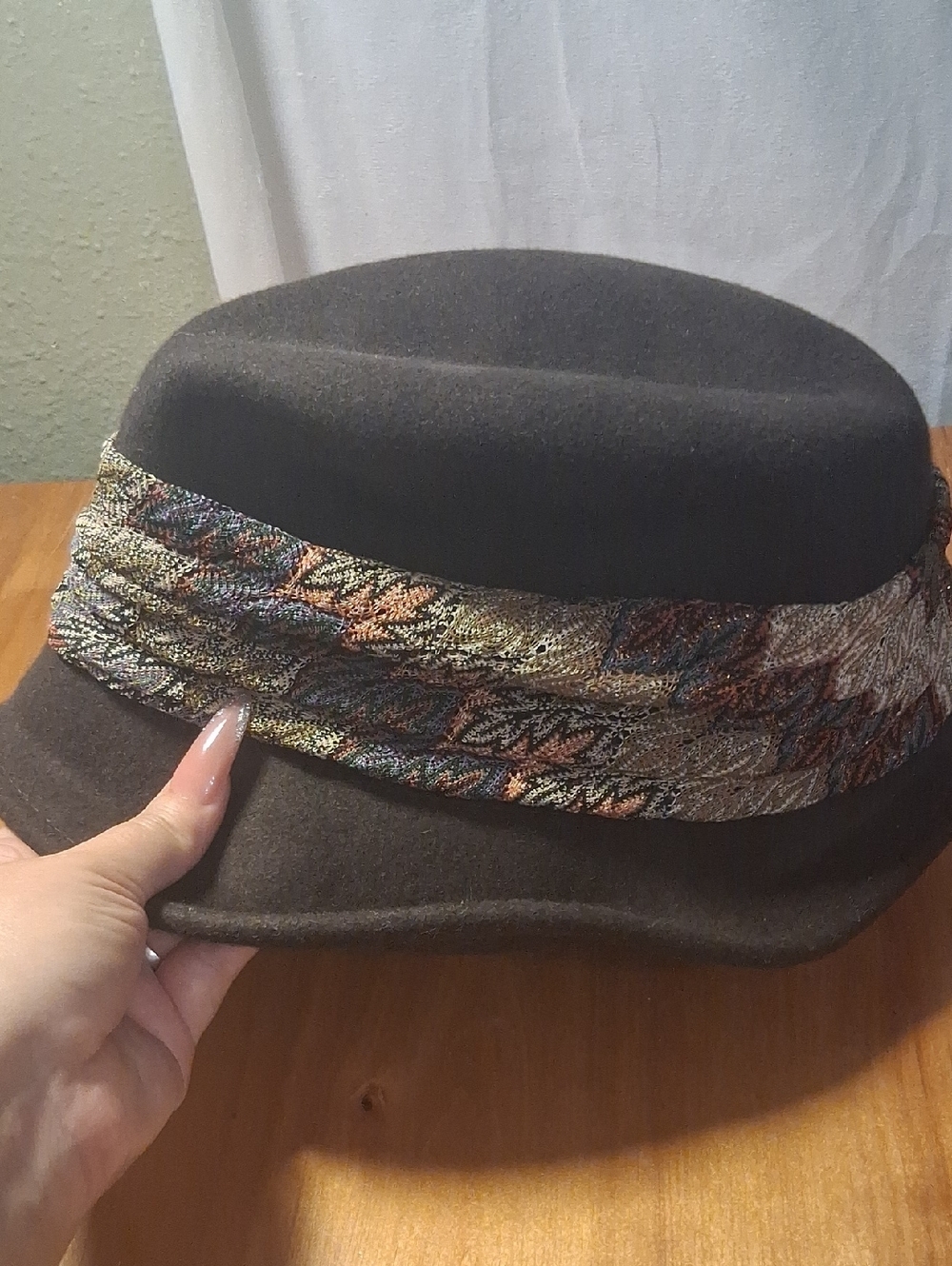 Scala Wool Black  Fedora with Multicolor Woven Band - Picture 2 of 8